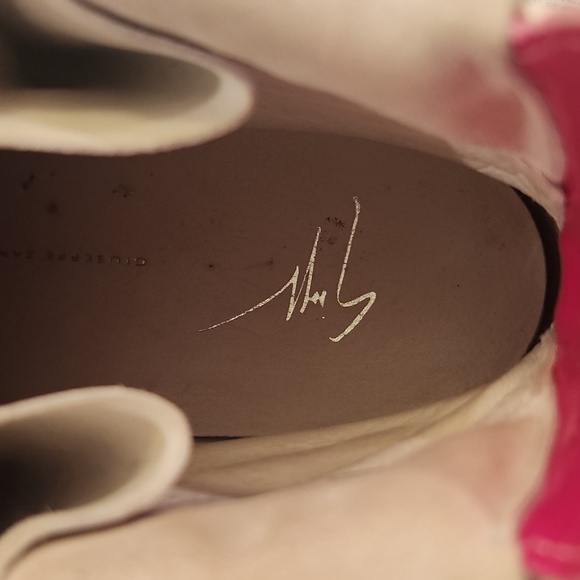 White w/ bright pink accents Giuseppe Zanotti high top sneakers size 39.5 - Picture 9 of 12